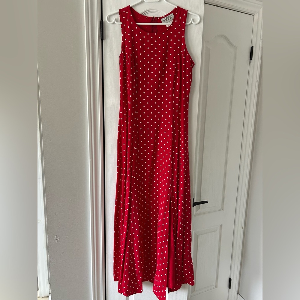Jessica Red and White Polka Dot Maxi Dress